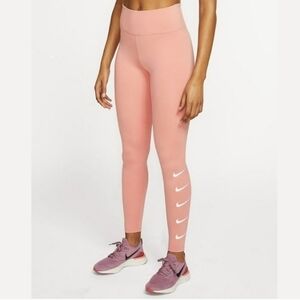 Nike Dri-Fit Pink High Rise Swoosh Graphic Logo Running Tight Leggings